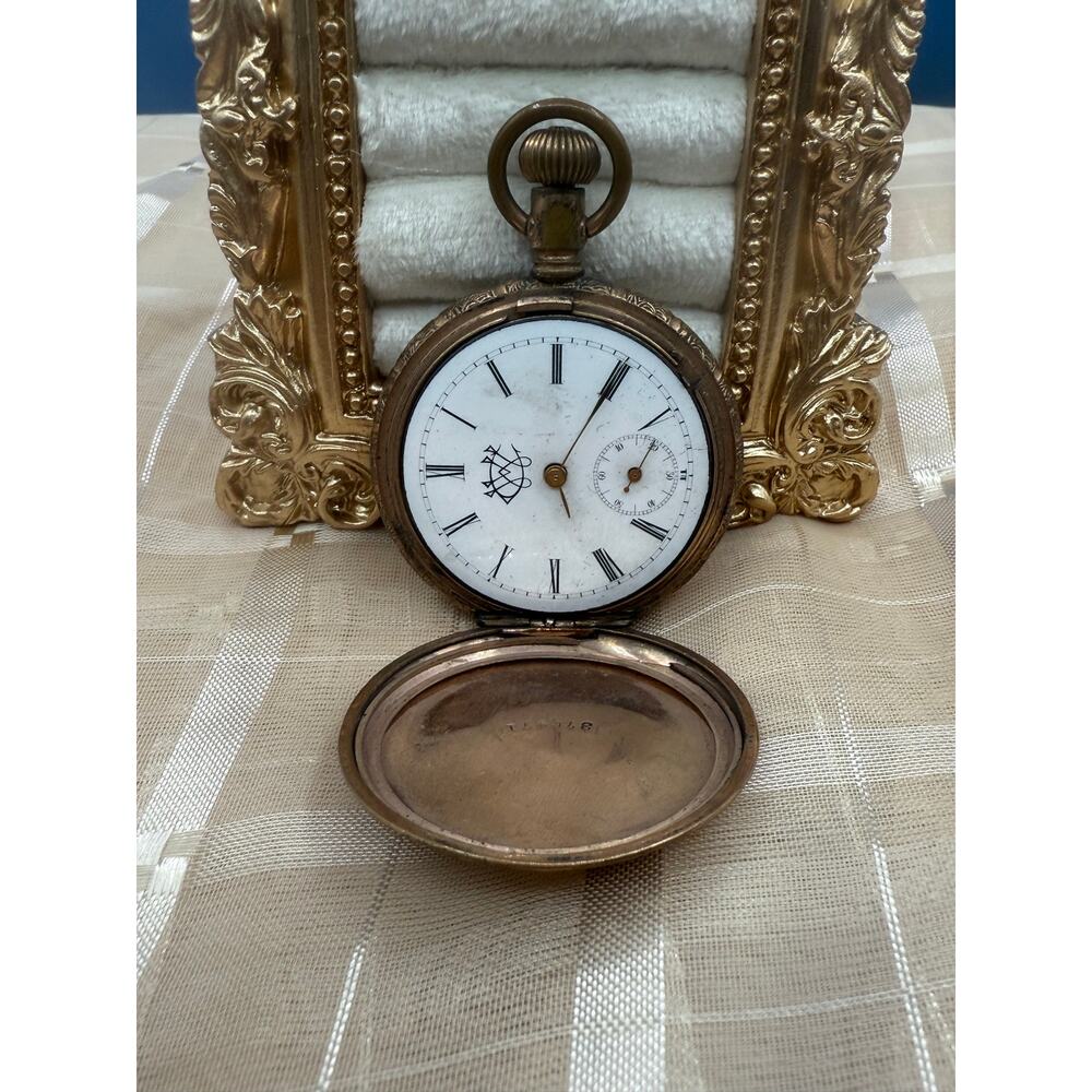 Vintage 1800s Waltham Coin Silver Pocket Watch – Engine Turned Sunburst Case